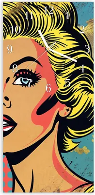 Produktbild von Wanduhr aus Glas mit Motiv Telefonierende Frau- 30 x 60 cm - inkl. Aufhängesystem
