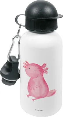 Produktbild von Mr. & Mrs. Panda Trinkflasche Axolotl Niedlich - Weiß - Geschenk, Zufrieden, Freundin, für den Kindergarten, Sportflasche, Weisheit, Fröhlich, Wasserflasche, Liebe