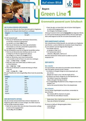 Obrázek produktu pro Green Line 1 Bayern Klasse 5 - Auf einen Blick. Grammatik passend zum Schulbuch - Klappkarte (6 Seiten)