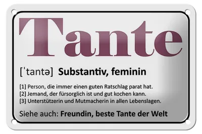 Produktbild von Blechschild Spruch 18x12cm Tante Freundin beste Tante Welt