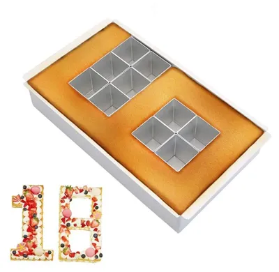 Produktbild von Backform Zahlen Groß, Aluminium Backformen Zahlen Backform, Buchstaben Kuchenform, Zahlenform zum Backen, Zahlen Kuchen Backform verstellbar Antihaft für DIY Backformen Set, Hochzeit, Geburtstag, Taufe