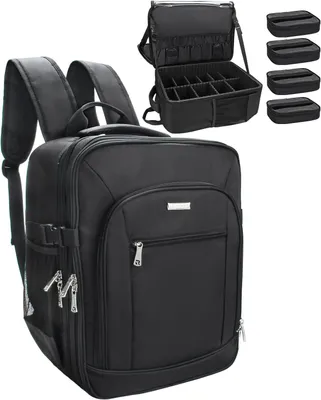 Immagine prodotto di Custodia per cosmetici a zaino, nera - Beauty case - Organizzatore per trucchi - Valigetta per truccatori