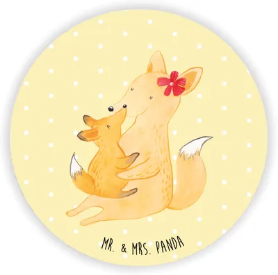 Produktbild von Mr. & Mrs. Panda magnet Fuchs Mama - Gelb Pastell - Geschenk, pinnwand, Umarmen, haftmagnet, Schoß, Kühlschrankmagnet, zettelhalter, für kühlschrank, Tochter, Muttertag