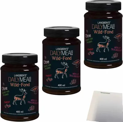Produktbild von Langbeins DailyMeal Wild Fond 3er Pack (3x400ml Glas) + usy Block