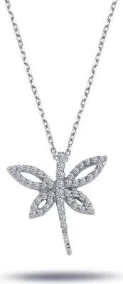 Immagine prodotto di Collana con diamante Libellula (taglio brillante) in oro bianco 14 carati
