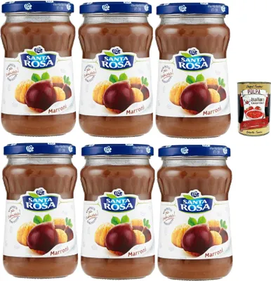 Produktbild von Santa Rosa, Confettura di Marroni, Kastanien marmelade Brotaufstrich, Chestnuts jam, ideal für Desserts und Kuchen 6x 350g + Italian Gourmet polpa 400g