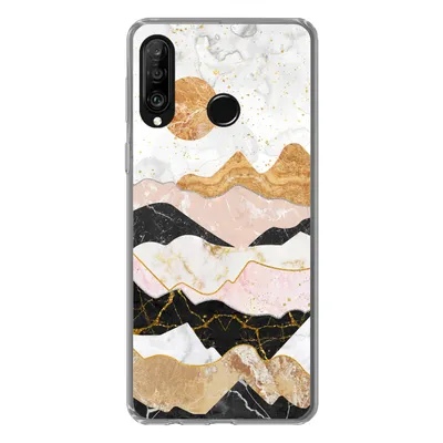 Produktbild von MuchoWow® Handyhülle Schutzhülle Hülle für Huawei P30 Lite Marmor - Gold - Pastell Silikon Softcase Handy Hülle - Handyhülle