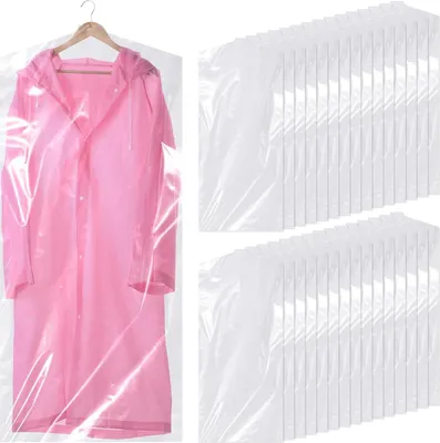 Produktbild von 30 Stück Kleidersäcke Transparent Kunststoff Kleiderschutzhülle, 60×150cm Waschbare Kleiderhülle, Staubdichter Kleiderschutz (Durchsichtig)