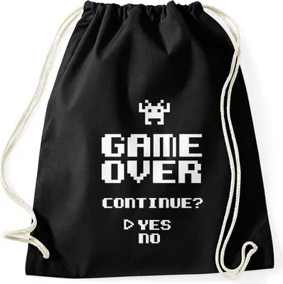 Produktbild von Turnbeutel Game Over Continue Yes No Moonworks® schwarz unisize