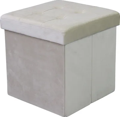 Immagine prodotto di Milani Home - pouf quadrato, velluto, seduta poggiapiedi, beige, 38 x 38 x 38 cm