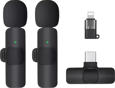 Produktbild von Mini Lavalier Mikrofon - Kabellos Bluetooth Handy Ansteckmikrofon fHandy-Live-Stream für iOS/Android Schwarz