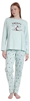 Obrázok produktu pre Pyžamo s dlhými rukávmi pre dámy, modrej farby, značka Peanuts Sleep Society, veľkosť XL