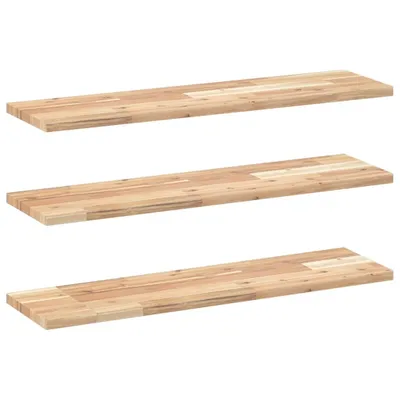 Zdjęcie produktu dla Półki ścienne, 3 szt., 100x20x2 cm, surowe lite drewno akacjowe