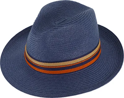 Produktbild von Fiebig Papierhut Fedora mit gestreiftem Ripsband Marine Gr. 55