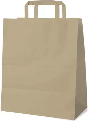 Produktbild von 250 Papiertragetaschen braun 32 + 16 x 39 cm Tortentragetaschen mit Innenhenkel