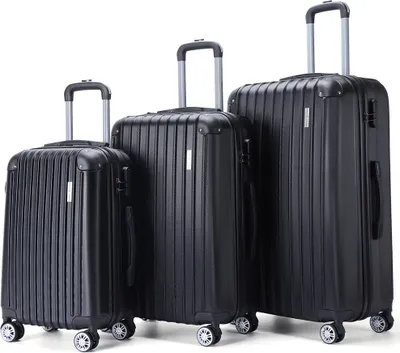 Produktbild von VERTICAL STUDIO "Göteborg" Koffer 3er-Set (20"/24"/28"), 4 Rollen, 3-stelliges Zahlenschloss, Teleskopgriff, platzsparend stapelbar schwarz | VS-10