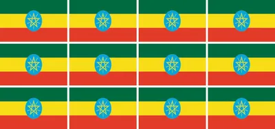 Produktbild von Mini Aufkleber Set - Pack glatt - 50x31mm - selbstklebender Sticker - Äthopien - New Flag  Flagge / Banner / Standarte fürs Auto, Büro, zu Hause und die Schule - 12 Stück