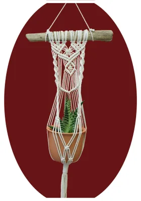 Productafbeelding van Treibholz macramé bloemenmand, bloemenhouder, plantenhouder, hangende bloemenpot