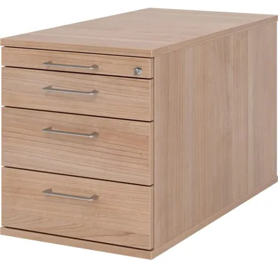 Produktbild von Rollcontainer 80cm 3 Schub Schloss Bügelgriff Nussbaum