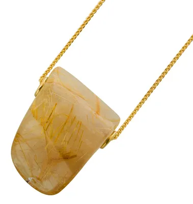 Produktbild von Rutilquarz Kette vergoldet weiss goldener Rutilquarz Edelstein 36ct 47