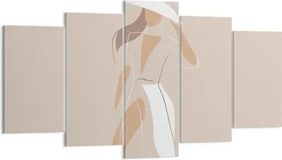 Produktbild von Bild auf Leinwand - Leinwandbild - 5 Teile - Minimalismus Frau Buntstift - 160x85cm - Wand Bild - Wanddeko - Wandbilder - Leinwanddruck - Bilder - Wanddekoration - Leinwand bilder - EA160x85-4603
