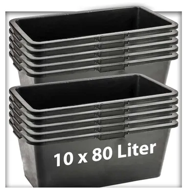 Produktbild von 10 Stk. 80 Liter Mörtelkasten Pflanzwanne Tuppe Zementkübel Maurerkasten