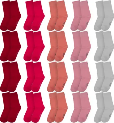 Produktbild von OCERA 20 Paar Kinder Socken für Mädchen und Jungen - Rot-Mix 35/38