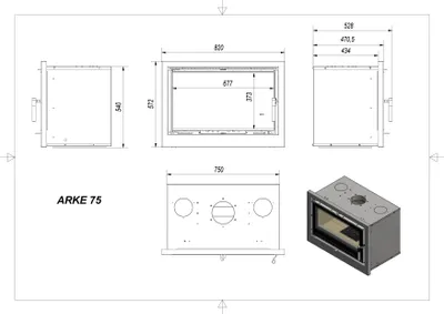 Produktbild von Kamin-Kassette KRATKI ARKE 75 8 kW Ø 150