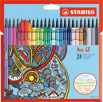 Obrázek produktu pro Prémiové fixy - STABILO Pen 68 - balení 24 kusů - s 24 různými barvami