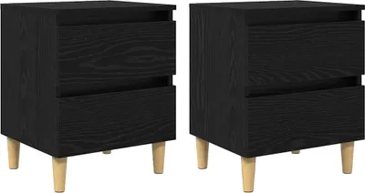 Image de Meubles de lit avec tiroir 2 pcs Chêne noir 40 x 35 x 50 cm