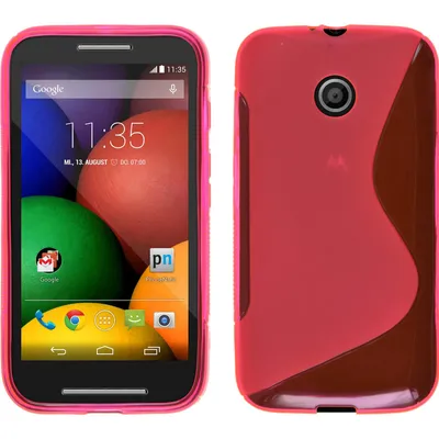 Produktbild von PhoneNatic Case kompatibel mit Motorola Moto E - pink Silikon Hülle S-Style + 2 Schutzfolien