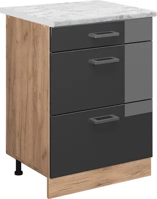 Produktbild von Küchenunterschrank Vicco R-Line Anthrazit Hochglanz 60 cm AP Marmor, Model 46401