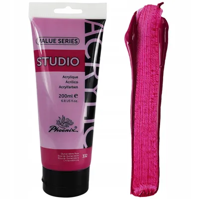 Produktbild von Acrylfarbe 200ml Tube Phoenix – 332 Chinacridon Rosa (Quinacridone Rose) – Künstlerfarbe Studio Qualität – Wasserfest für Leinwand, Holz, Steine
