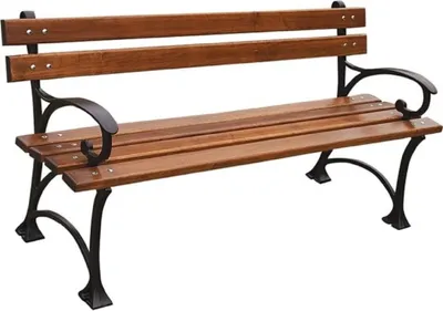 Produktbild von Casa Padrino Jugendstil Parkbank Braun / Schwarz 150 x 44 x H. 73 cm - Gartenbank mit Armlehnen - Gartenmöbel