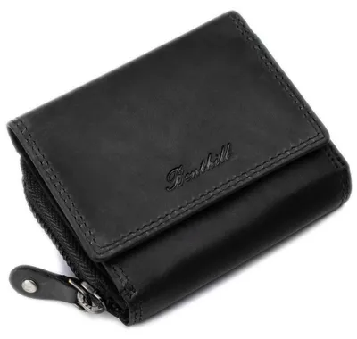Produktbild von Benthill Kleine Geldbörse Leder RFID | Minibörse mit Münzfach & Scheinfach | Damen & Herren Mini Portemonnaie Echt Leder inkl. Geschenkbox