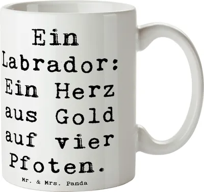 Produktbild von Mr. & Mrs. Panda Kaffeetasse Spruch Labrador Herz - Weiß - Geschenk, Hunderassen Charakter, Kaffeebecher, haferl, Tasse, Hundeliebhaber, Wasserliebhaber, Hundefamilie