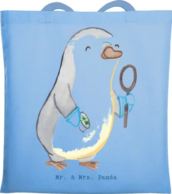 Produktbild von Mr. & Mrs. Panda Schultasche Biologielehrer Herz - Sky Blue - Geschenk, Biologie, Tote Bag, Tasche, Grundschule, Stoffbeutel, Unterricht, Biounterricht, Einkaufstasche