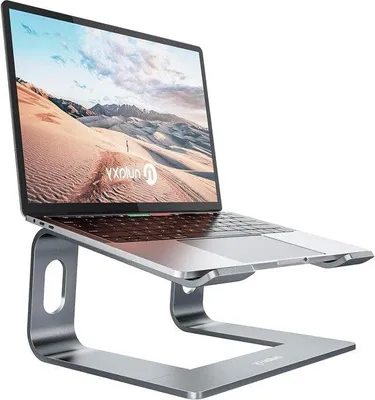 Zdjęcie produktu dla Ergonomiczna podstawka pod laptopa, uniwersalna, szara, uchwyt na laptopa