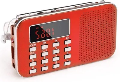 Immagine prodotto di Mini radio portatile con scheda TF e porta USB, batteria da 1200 mAh, stazioni radio professionali, modalità di ricezione automatica.