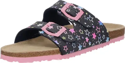 Produktbild von girlZ onlY Kinder-Pantolette mit Tieffußbett Stern-Muster Schwarz-Pink-Blau-Mehrfarbig, Farbe:blau, EU Größe:33