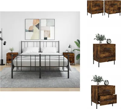 Obrázok produktu pre vidaXL Nočné stolíky 2 ks. Údený dub 40x35x47,5 cm materiál na báze dreva - Nočné stolíky