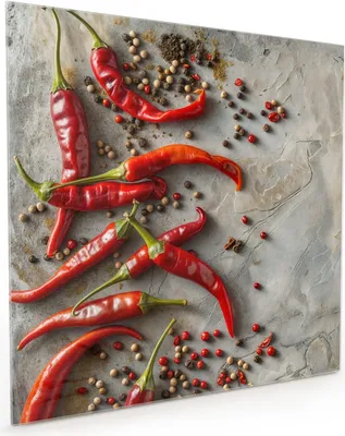 Produktbild von Küchenrückwand Spritzschutz Glas mit Motiv Chili Schoten 40 x 40 cm