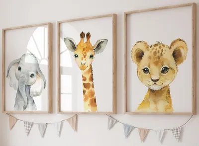 Produktbild von Set mit 3 Safari-Postern für das Kinderzimmer