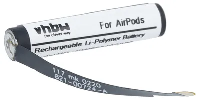 Produktbild von vhbw Akku kompatibel mit Apple AirPods 2. Generation, 1. Generation Wireless Headset Kopfhörer (25 mAh, 3,7 V, Li-Ion)