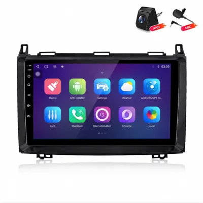 Obrázok produktu pre Android autorádio s cúvacou kamerou pre modely Mercedes-Benz B-Class W245 W639 Vito, s funkciami CarPlay, Android Auto, GPS navigáciou, 6+128GB pamäťou, 4G LTE, Wi-Fi, RDS, ovládaním na volante (SWC) a digitálnym rádiom DAB+, s 9-palcovým displejom