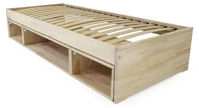 Productafbeelding van Bed met opbergruimte Maël, 90x200 - Natuurlijke lak