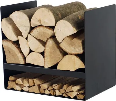 Image de Rack à bûches HAZO en acier noir 45x30x40 cm