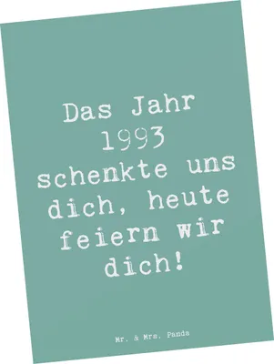 Produktbild von Mr. & Mrs. Panda Ansichtskarte Spruch 1993 Geburtstag - Meeresbrise - Geschenk, Geburtstagsgeschenk, Grußkarte, Postkarte, besondere Anlässe, Geburtsjahr, Alter, Jahr