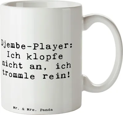 Produktbild von Mr. & Mrs. Panda Kaffeetasse Spruch Djembe Rhythmus - Weiß - Geschenk, Musik, Trommel, cappuccinotasse, Musiker, Keramikbecher, Instrument, Kaffeebecher, Musiktradition