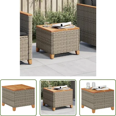 Zdjęcie produktu dla Stół ogrodowy The Living Store szary 45x45x37 cm polirattan drewno akacjowe